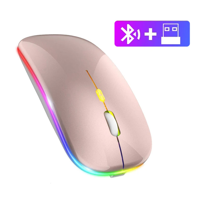 "Rechargeable 2.4GHz Wireless Bluetooth Gaming Mouse - Silent, LED Backlit, 1600 DPI for PC & Laptop"