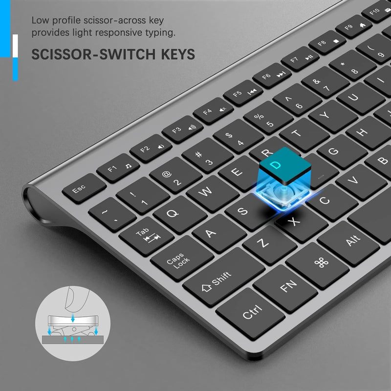 Sleek 2.4G Wireless Keyboard with Numeric Pad - Perfect for Laptop, Macbook Air, and PC (Black & Grey)