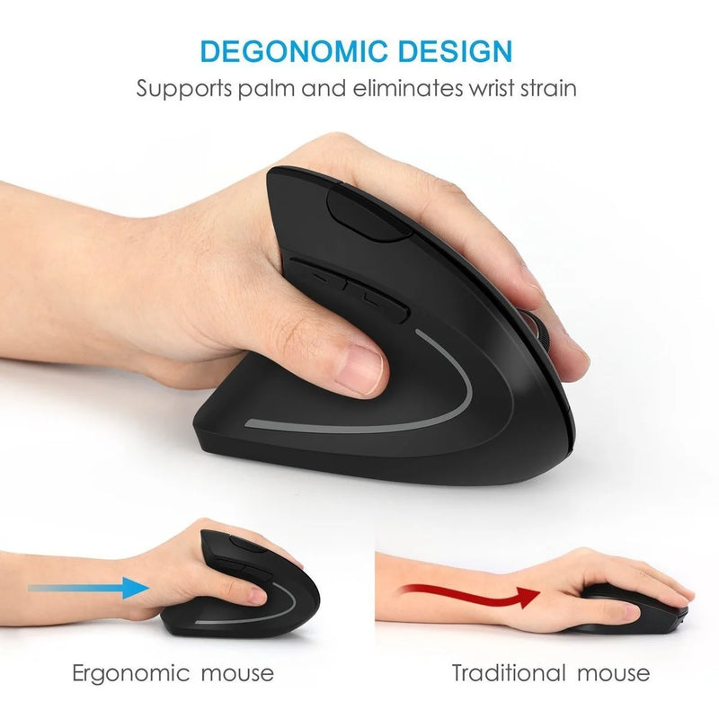 "Ergonomic 2.4G Wireless Vertical Mouse - Dual-Handed 6D USB Optical Gaming Mouse for Laptop & PC"