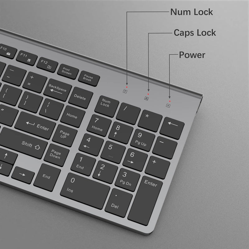 Sleek 2.4G Wireless Keyboard with Numeric Pad - Perfect for Laptop, Macbook Air, and PC (Black & Grey)