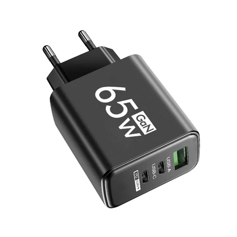 "65W Fast Charging USB-C GaN Wall Charger - Quick Charge PD & QC3.0 for iPhone, Samsung, Xiaomi & More!"