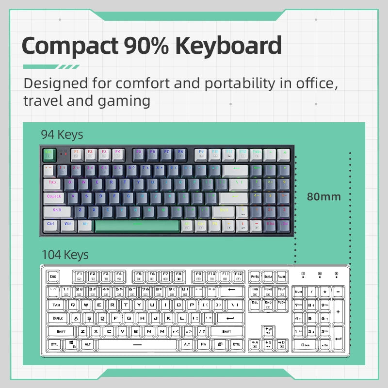 "Machenike K500 RGB Hot Swappable Mechanical Gaming Keyboard - 94 Keys Wired for Mac & Windows"