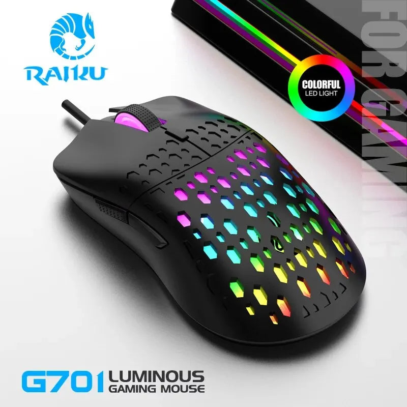 "G701 Wired Gaming Mouse with 6 Colorful Lighting Keys - Perfect for Gaming and Office Use on Windows & Mac!"