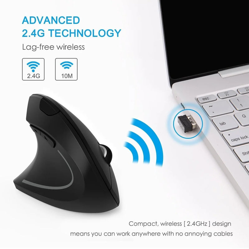 "Ergonomic 2.4G Wireless Vertical Mouse - Dual-Handed 6D USB Optical Gaming Mouse for Laptop & PC"