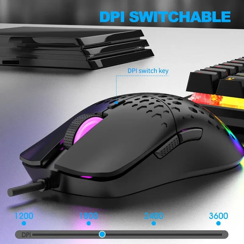 "G701 Wired Gaming Mouse with 6 Colorful Lighting Keys - Perfect for Gaming and Office Use on Windows & Mac!"