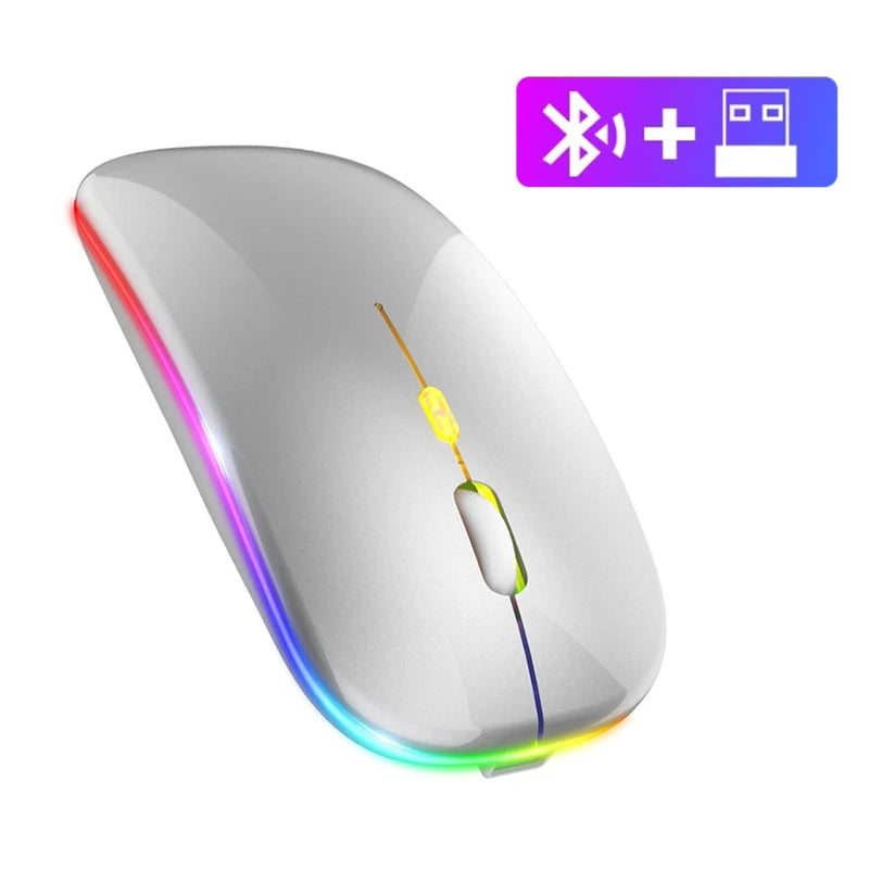 "Rechargeable 2.4GHz Wireless Bluetooth Gaming Mouse - Silent, LED Backlit, 1600 DPI for PC & Laptop"