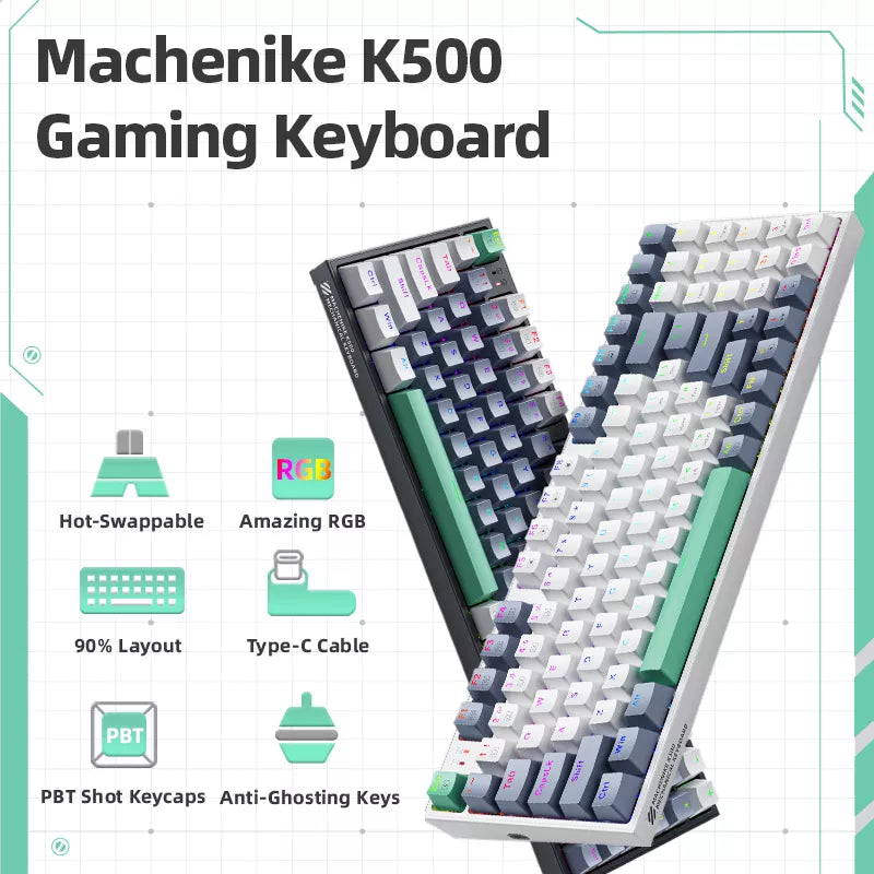 "Machenike K500 RGB Hot Swappable Mechanical Gaming Keyboard - 94 Keys Wired for Mac & Windows"