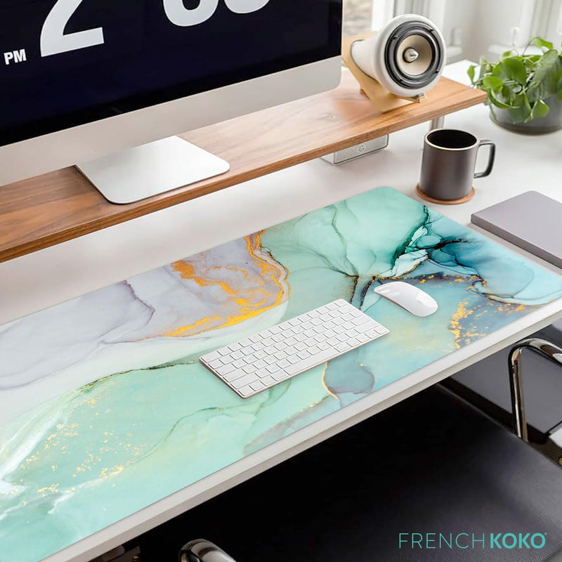 "Upgrade Your Workspace with Our XL Cute Marble Teal Mouse Pad! Perfect for Home, School, or College - A Must-Have for Every Desk! 💻✨"