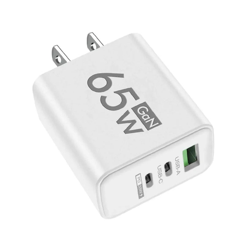 "65W Fast Charging USB-C GaN Wall Charger - Quick Charge PD & QC3.0 for iPhone, Samsung, Xiaomi & More!"