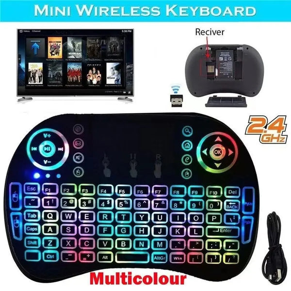 "Ultimate I8 Mini Wireless Keyboard with Backlit Touchpad - Perfect for Android TV BOX & Mini PC!"