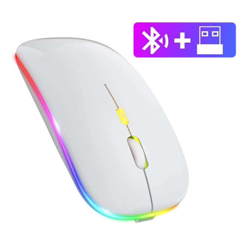 "Rechargeable 2.4GHz Wireless Bluetooth Gaming Mouse - Silent, LED Backlit, 1600 DPI for PC & Laptop"