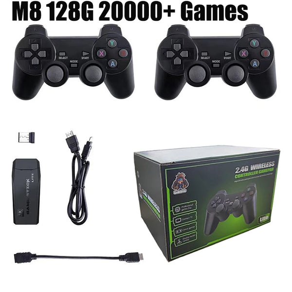 "Ultimate M8 Retro Video Game Console - 4K HD, 10,000 Games, Dual Wireless Controllers, Perfect for PS1/GBA/MD Family Fun!"