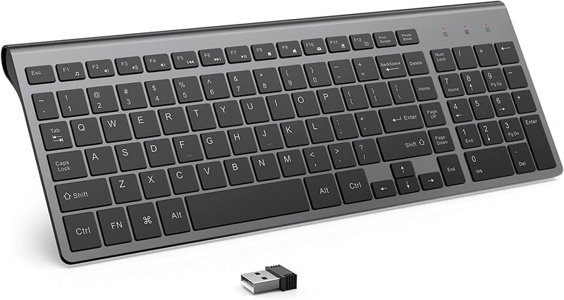 Sleek 2.4G Wireless Keyboard with Numeric Pad - Perfect for Laptop, Macbook Air, and PC (Black & Grey)