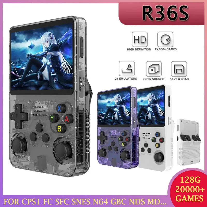 "R36S Handheld Retro Game Console - 3.5 Inch IPS Screen, Portable Linux System for Endless Gaming Fun!"