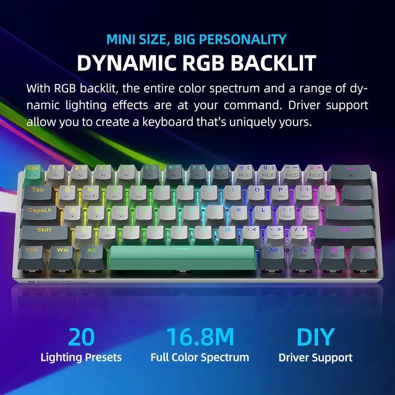 "Elevate Your Gaming Experience with the K500-B61W Wireless Mechanical Keyboard - 60% ANSI Layout, Hot-Swappable, Tri-Mode RGB!"