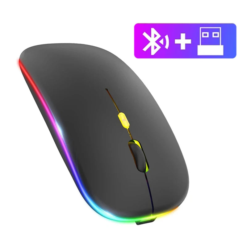 "Rechargeable 2.4GHz Wireless Bluetooth Gaming Mouse - Silent, LED Backlit, 1600 DPI for PC & Laptop"