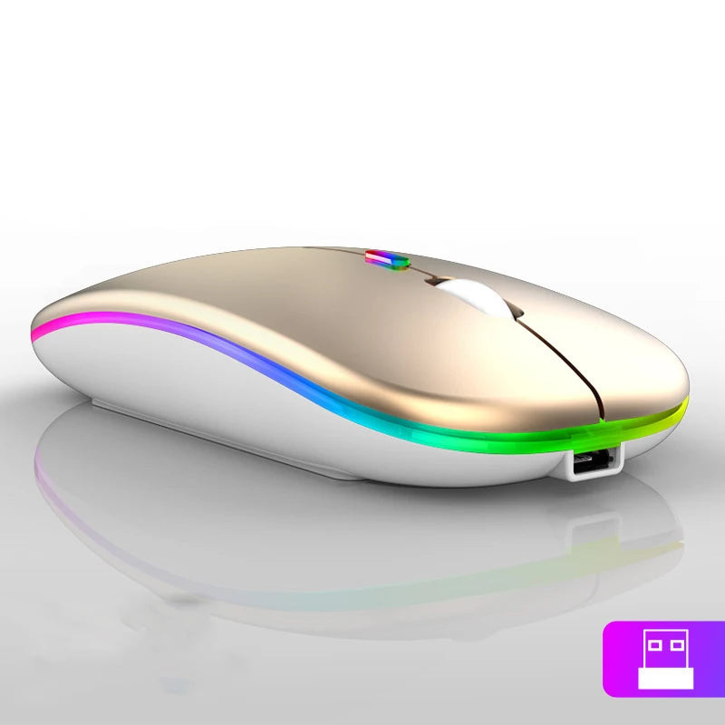 "Rechargeable 2.4GHz Wireless Bluetooth Gaming Mouse - Silent, LED Backlit, 1600 DPI for PC & Laptop"