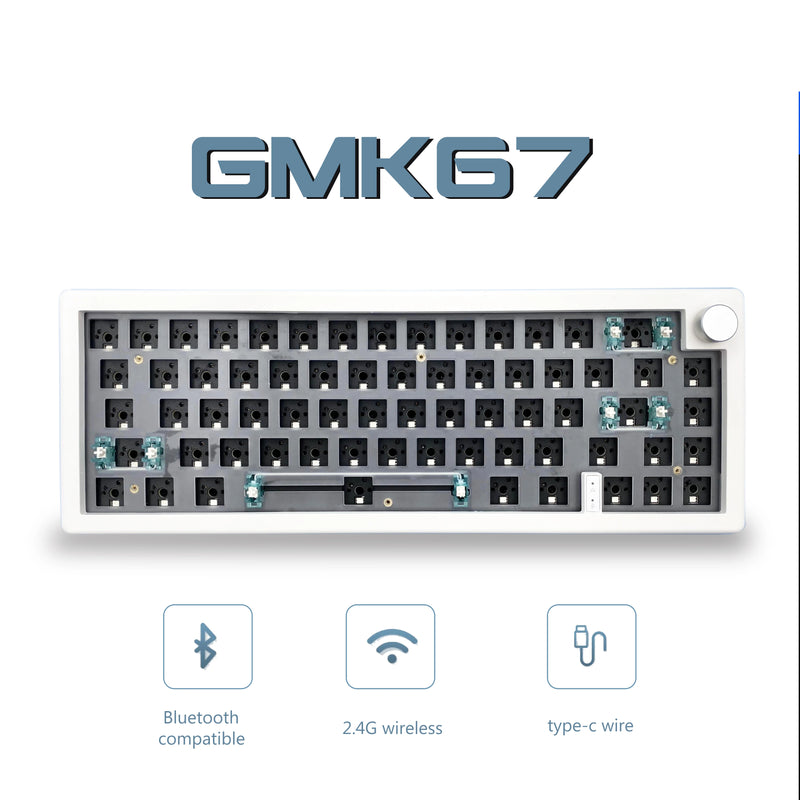 "GMK67 65% Wireless Mechanical Keyboard Kit - Hot-Swappable, Gasket Mounted, RGB Backlit, Bluetooth & 2.4G Connectivity"