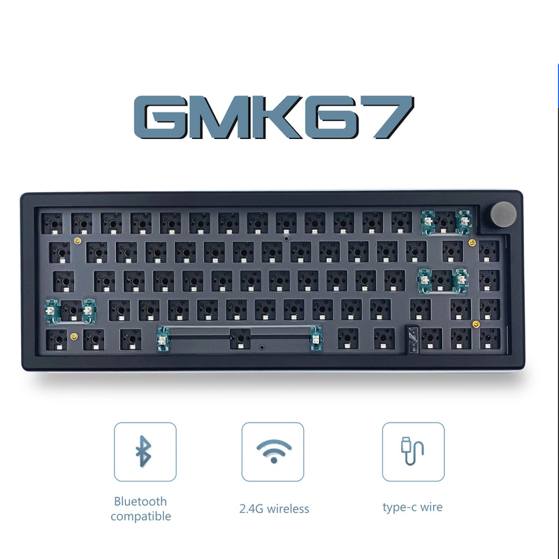 "GMK67 65% Wireless Mechanical Keyboard Kit - Hot-Swappable, Gasket Mounted, RGB Backlit, Bluetooth & 2.4G Connectivity"