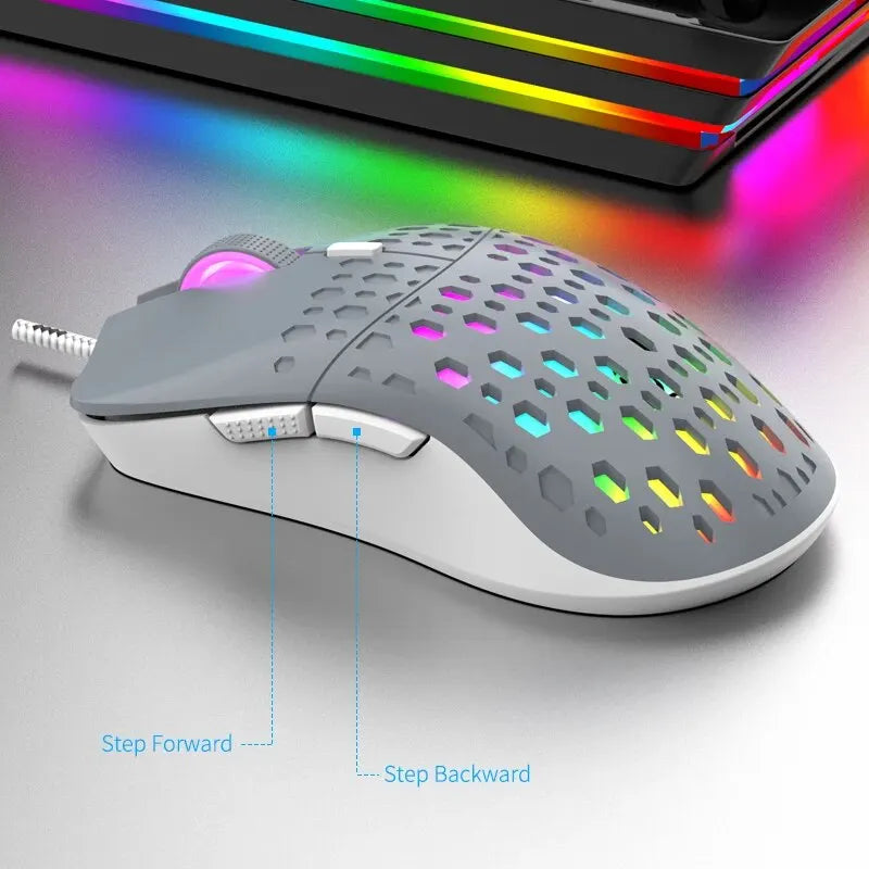 "G701 Wired Gaming Mouse with 6 Colorful Lighting Keys - Perfect for Gaming and Office Use on Windows & Mac!"