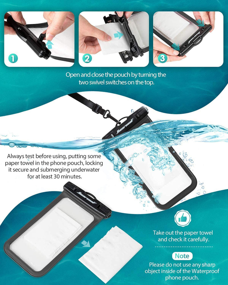 "Ultimate Waterproof Phone Pouch - IPX8 Dry Bag for iPhone 16/15/14/13 Pro Max - Perfect for Beach & Cruise Adventures - 2 Pack (8.3")"