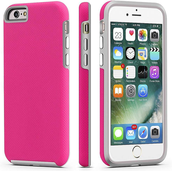 "Ultimate Heavy-Duty Pink Case for iPhone 6/6S - Military Grade Dual Layer Protection, Slim & Shockproof with Elevated Screen & Camera Guard!"