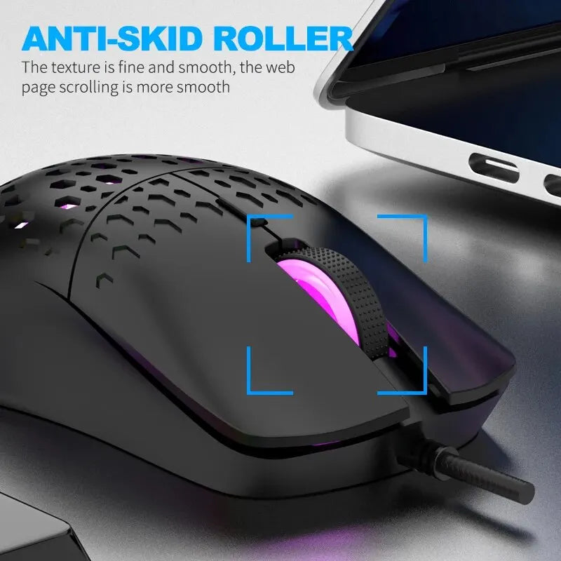 "G701 Wired Gaming Mouse with 6 Colorful Lighting Keys - Perfect for Gaming and Office Use on Windows & Mac!"