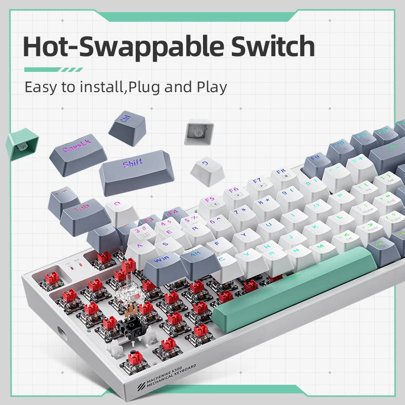 "Machenike K500 RGB Hot Swappable Mechanical Gaming Keyboard - 94 Keys Wired for Mac & Windows"