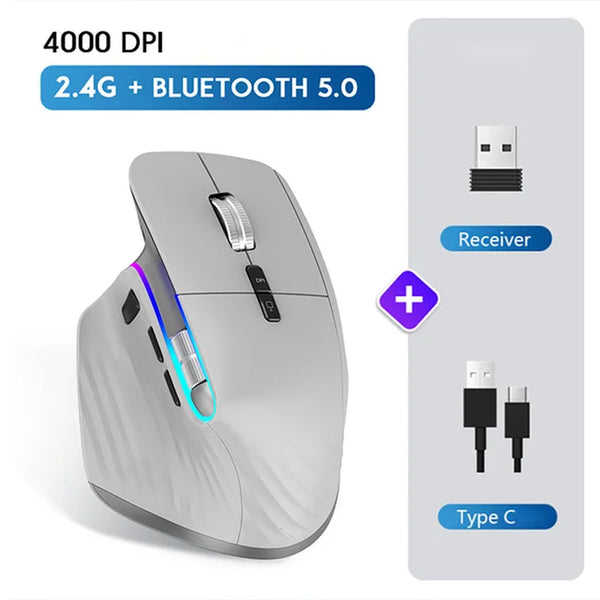 Multi-Device Wireless Mouse Bluetooth 5.0 & 3.0 Mouse 2.4G Wireless Portable Optical Mouse Ergonomic Right Hand Computer Mice