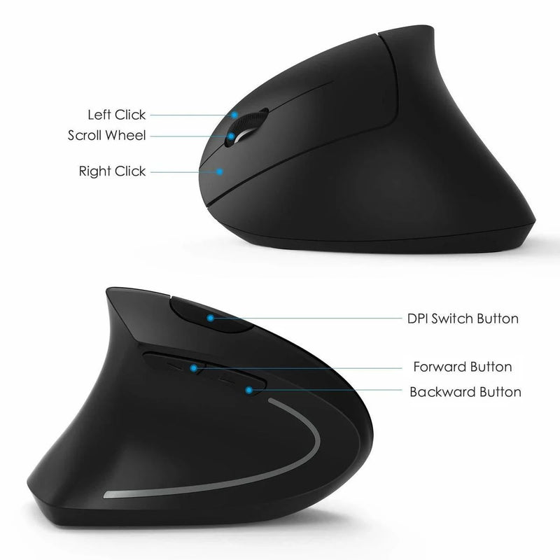 "Ergonomic 2.4G Wireless Vertical Mouse - Dual-Handed 6D USB Optical Gaming Mouse for Laptop & PC"